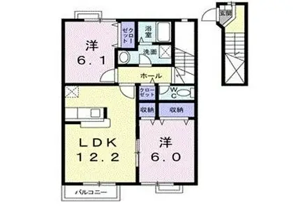ダンブランセC棟(2LDK/2階)の間取り写真