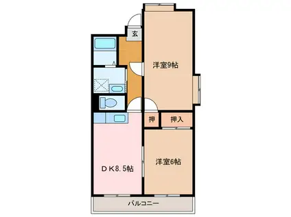 ファミーユ郷(2DK/4階)の間取り写真