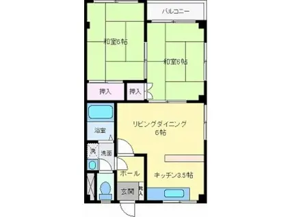 睦コーポ(2DK/3階)の間取り写真