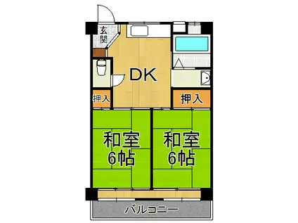 郷免ビル(2DK/4階)の間取り写真