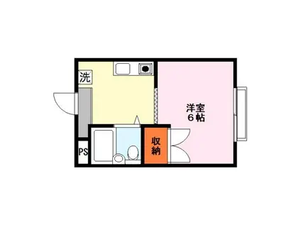 サテンドール草津(1K/2階)の間取り写真