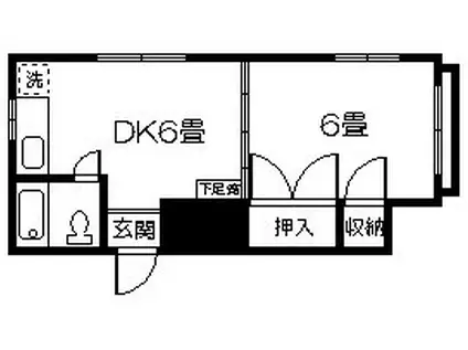 福島ハイツ(1DK/4階)の間取り写真