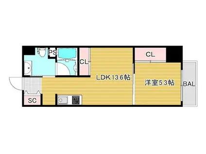 ユーレジデンス天満橋(1LDK/11階)の間取り写真