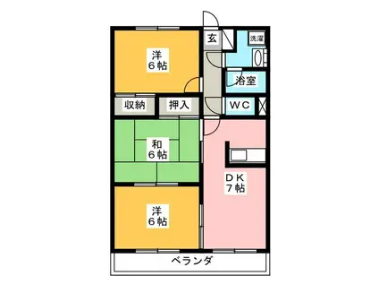 ヴィラミズリーケン(3DK/2階)の間取り写真