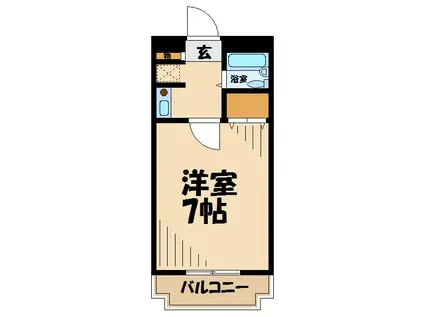 フローライト八王子堀之内(1K/1階)の間取り写真