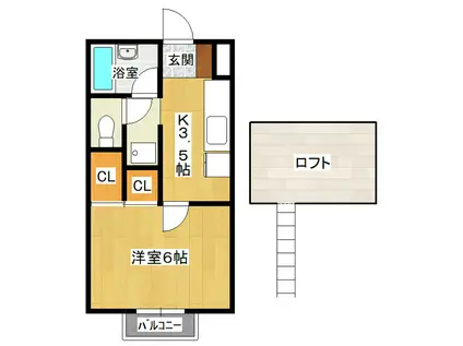 コンフォートハイツA(1K/2階)の間取り写真