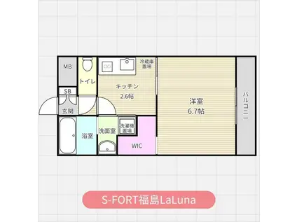 S-FORT福島LALUNA(1K/4階)の間取り写真