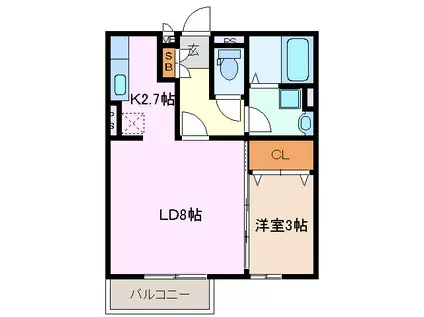 TAKAO(1LDK/2階)の間取り写真