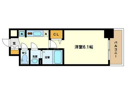 アスヴェル新大阪サウス(1K/3階)の間取り写真