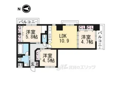 LATTICEHIGASHINOANN(3LDK/8階)の間取り写真