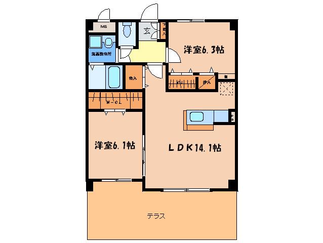 グランヒルズ(2LDK/1階)の間取り写真