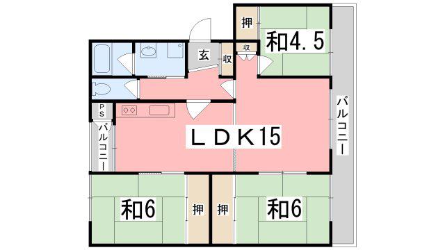 西新在家マンション(3LDK/2階)の間取り写真