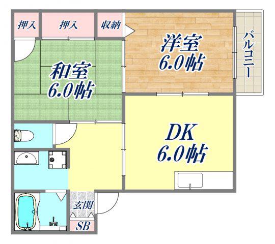 ドミール伏原(2DK/2階)の間取り写真