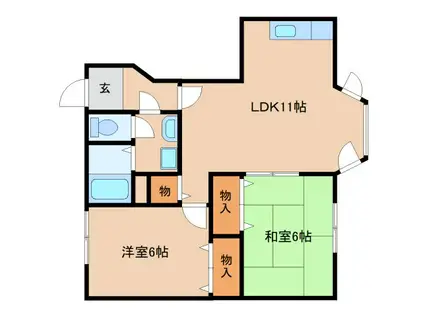 ソレイユ二階堂(2LDK/1階)の間取り写真