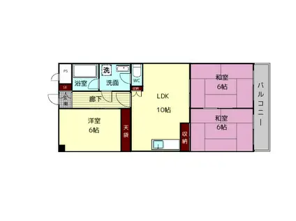 第6サンコウヒルズ(3LDK/5階)の間取り写真