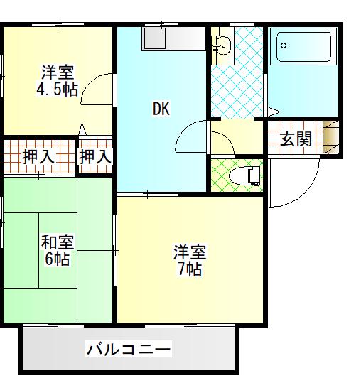 コーポ山崎II(3DK/2階)の間取り写真
