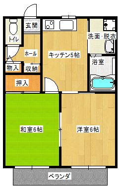 フォレストモールB(2DK/2階)の間取り写真
