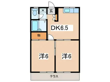 エステート笹尾(2DK/1階)の間取り写真