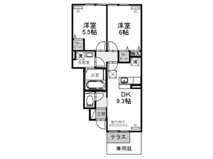 ヴァンドミール流田(2DK/1階)の間取り写真