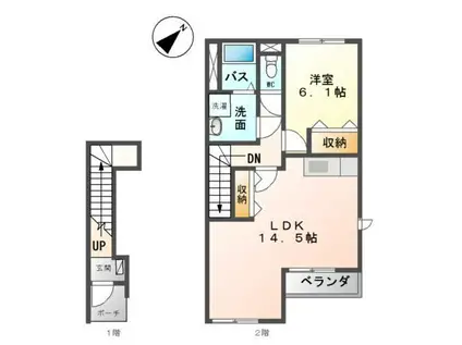 リバーサイドヴィラ II(1LDK/2階)の間取り写真