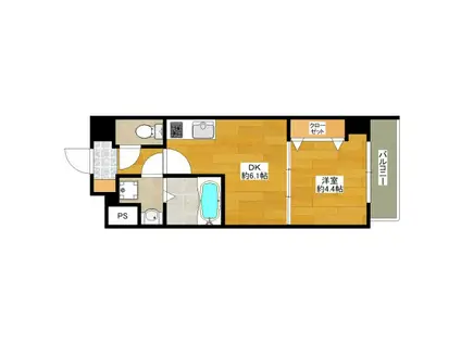 ライブガーデン江坂IX(1DK/2階)の間取り写真