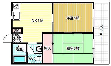 第二塩野マンション(2DK/3階)の間取り写真