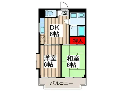 メゾンドパーシモン(2DK/1階)の間取り写真