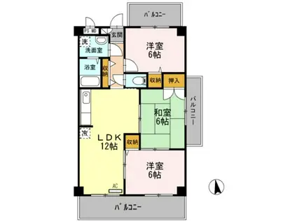 ワッセナー21(3LDK/3階)の間取り写真