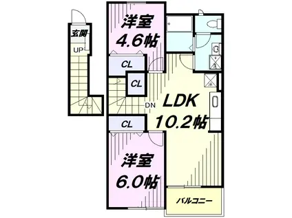 アウローラ・レン(2LDK/2階)の間取り写真