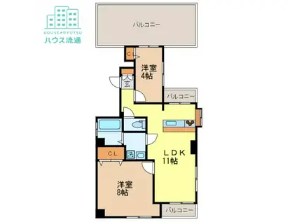 カリーナクアトロピアニ(2LDK/5階)の間取り写真