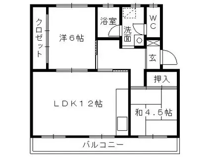 第一パークサイドマンション(2LDK/3階)の間取り写真