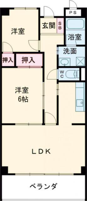 アルファエステート高松町(2LDK/2階)の間取り写真