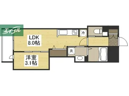 月光 大雲寺(1LDK/9階)の間取り写真