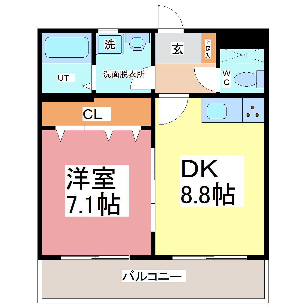 ソシエ フラッツ(1DK/3階)の間取り写真