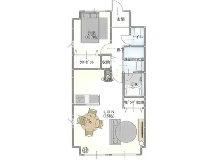 シャトー日東C(1LDK/2階)の間取り写真