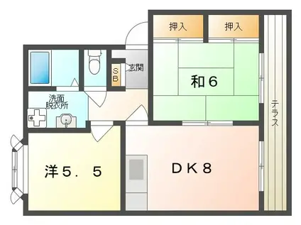 メゾン昴(2DK/1階)の間取り写真
