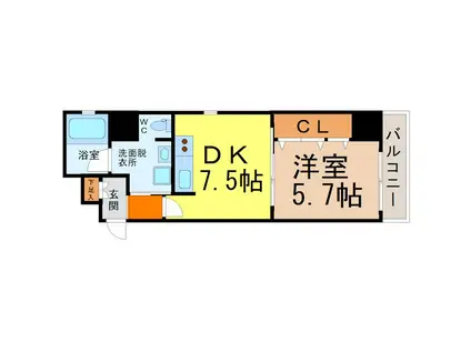 RIDGE大曾根(1DK/5階)の間取り写真