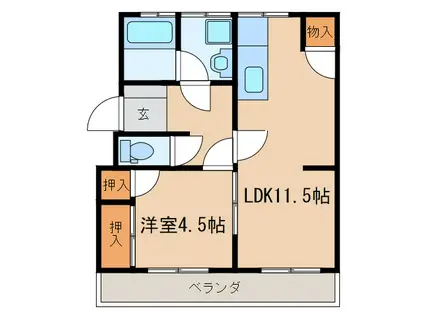 須田尾ハイツ(1LDK/3階)の間取り写真