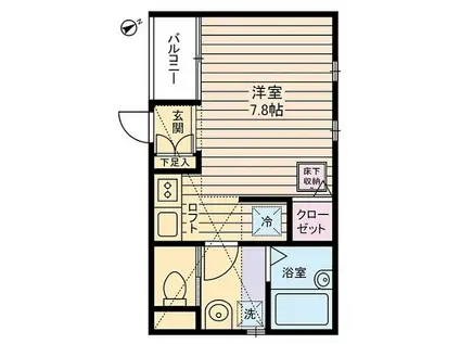 ウィンズ上永谷C棟(ワンルーム/2階)の間取り写真