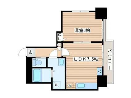 ディオヒルズ二日町(1LDK/3階)の間取り写真