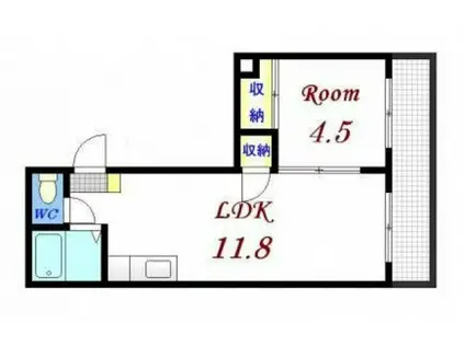三篠カワミビル(1LDK/7階)の間取り写真