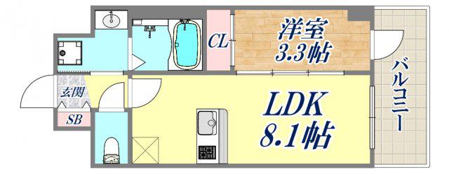 プレサンスブルーム新神戸(1LDK/6階)の間取り写真
