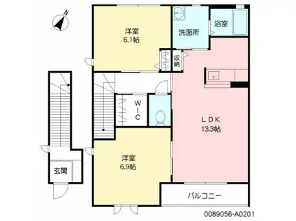 サンビレッジ松原 (2LDK/2階)の間取り写真