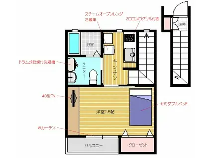 グレースコート船岡II(1K/2階)の間取り写真