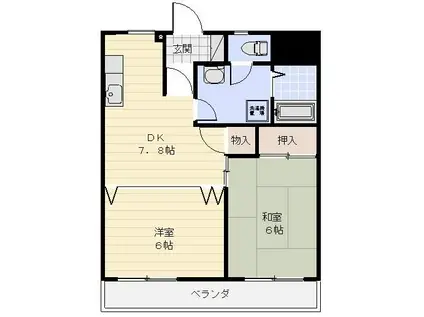メゾン ソレイユ(2DK/6階)の間取り写真