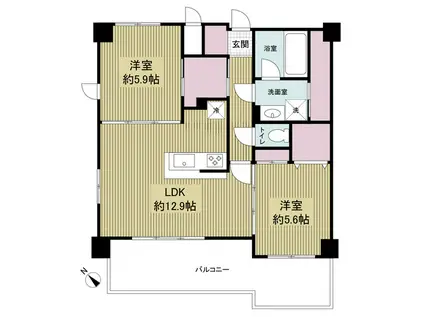 BPRレジデンス高宮(2LDK/4階)の間取り写真