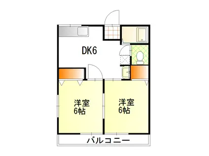 ドミールA(2DK/1階)の間取り写真