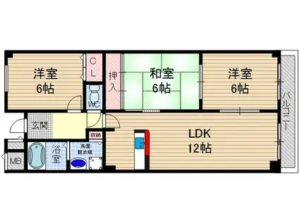 シャンテハイツ(3LDK/3階)の間取り写真
