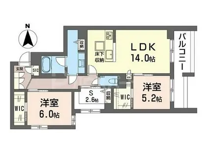 グランシャリオ(2SLDK/1階)の間取り写真