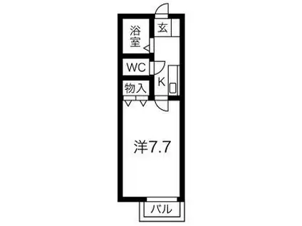 ウエストビレッジマーサ(1K/1階)の間取り写真